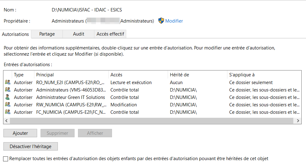 Permissions SMB